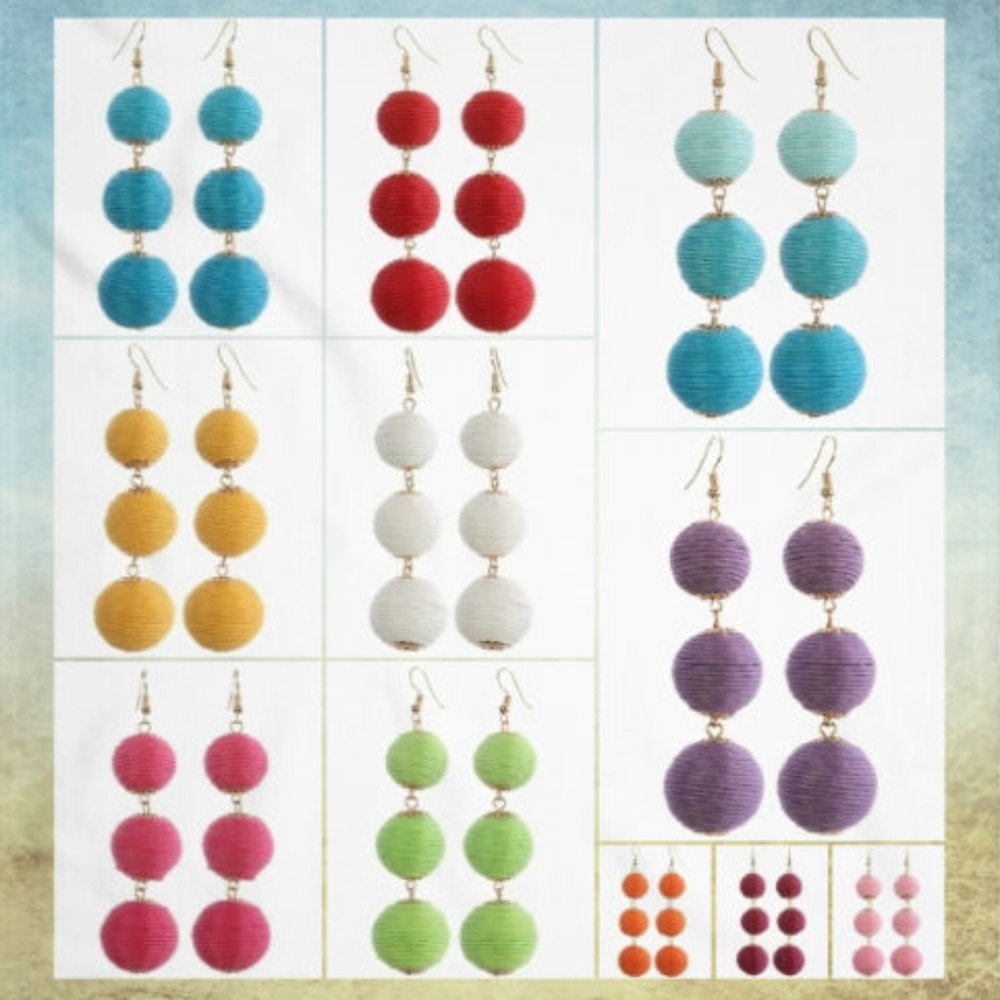 Triple Ball Thread Wrap Bon Bon Earrings